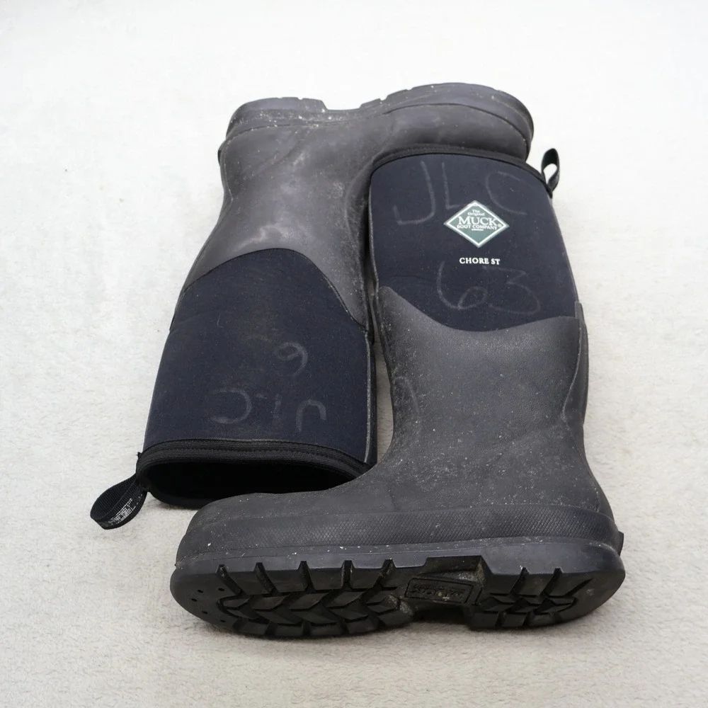 Muck Unisex M6 W7 Rain Boots Black Chore Steel Toe Tall Waterproof Safety 070022